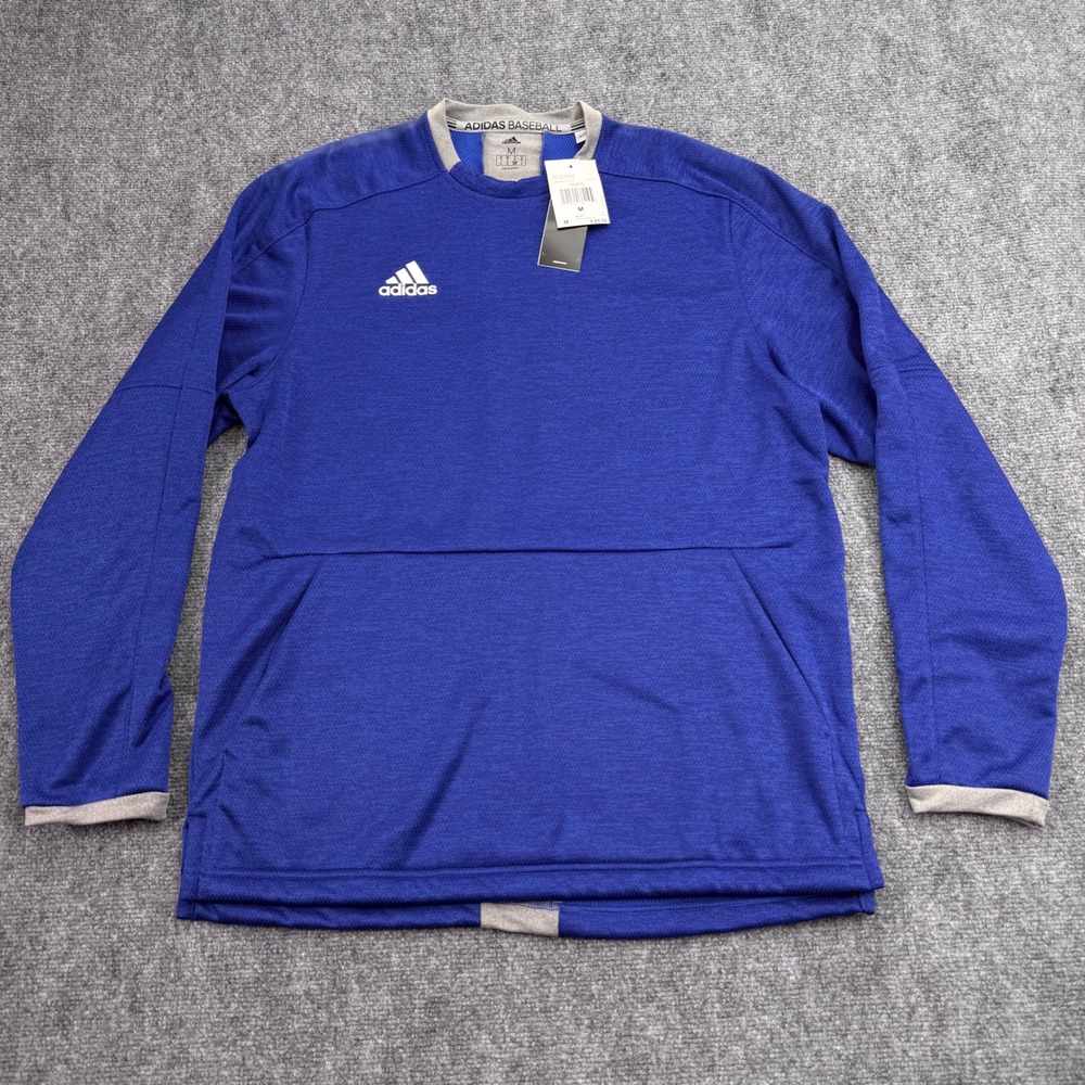 Adidas Baseball Sweatshirt Mens Medium Blue‎ FC 2.0 FLC Long Sleeve Pullover NEW
